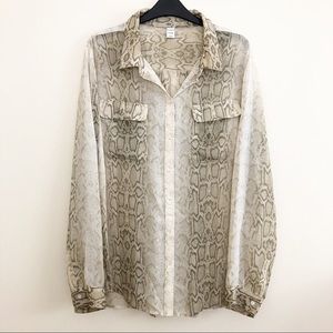 Old Navy Snakeskin Print Sheer Button Down Top